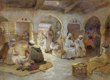 A COFFEE HOUSE ALGERIA Frederick Arthur Bridgman Arab Oil Paintings